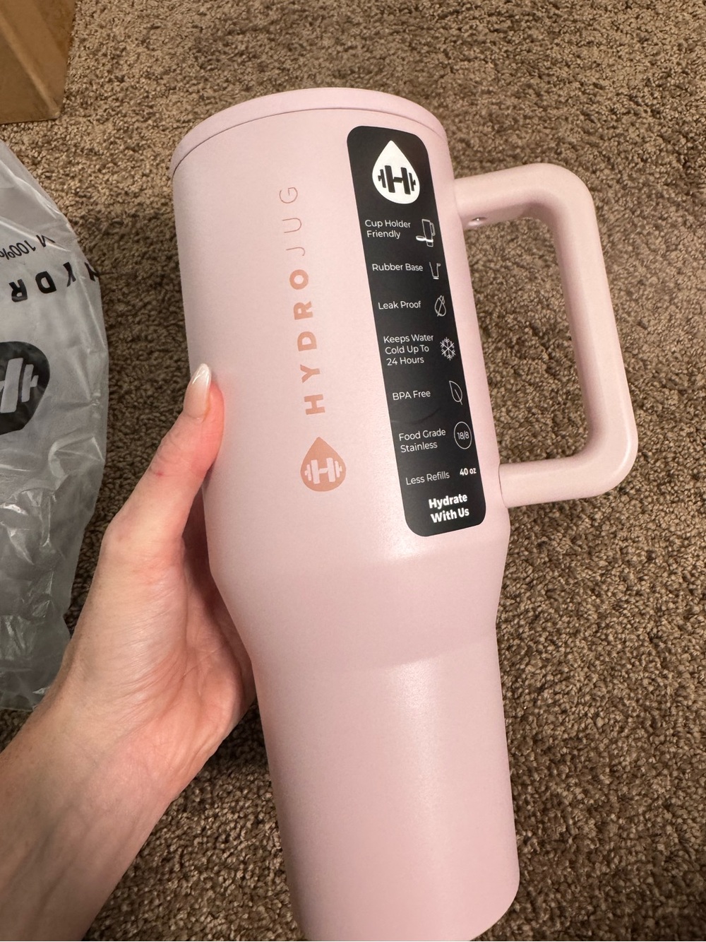 HydroJug Pink Sand 40oz Light Pink Traveler